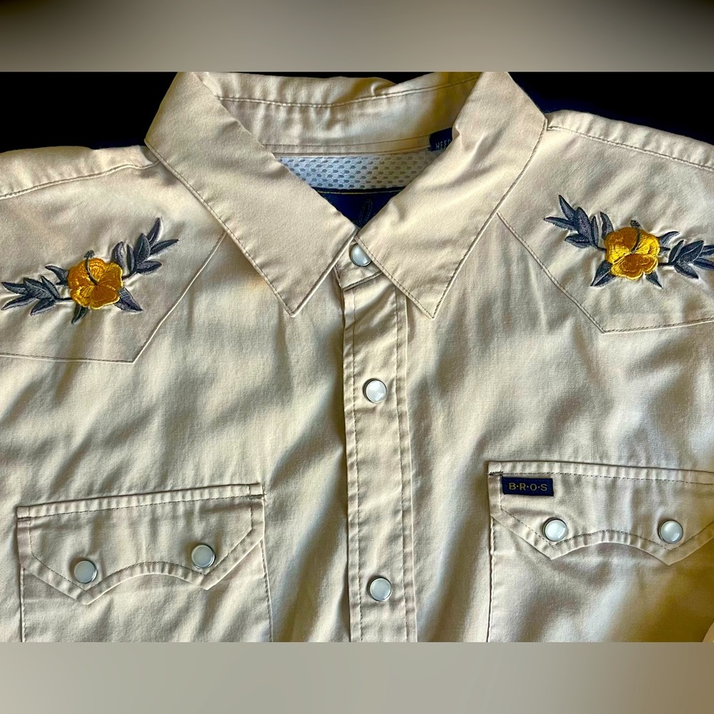 Howler Brothers Cross Cut Pearl Snap Yellow Magnolia Size L